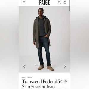 PAIGE Transcend federal slim straight leg in dark